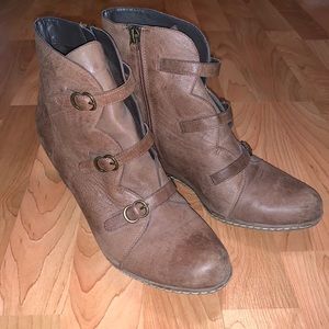 Franco Sarto Brown Bootie Wedges